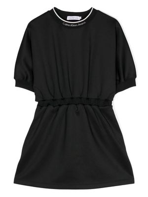 Calvin Klein Kids shine logo tape short-sleeved dress - Black