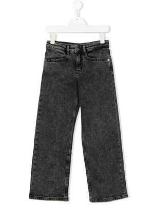 Calvin Klein Kids stonewashed straight-leg jeans - Black