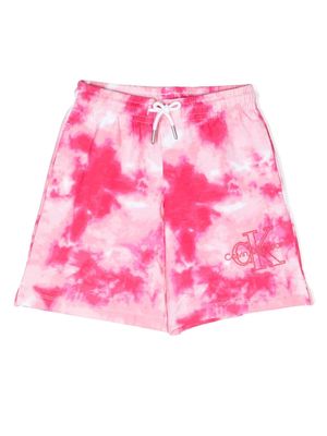 Calvin Klein Kids tie-dye pattern cotton shorts - Pink