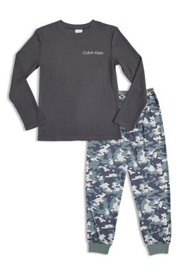 Calvin Klein Kids' Two-Piece Pajamas in Castlerock/Slate Gray