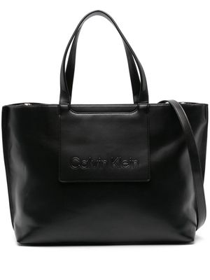 Calvin Klein large logo-embossed tote bag - Black