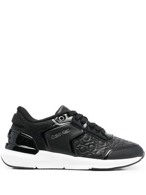 Calvin Klein leather monogram-pattern sneakers - Black
