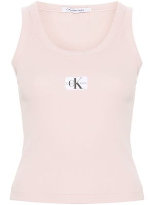 Calvin Klein logo appliqué ribbed tank top - Pink
