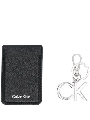 Calvin Klein logo-charm leather wallet - Black