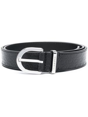 Calvin Klein logo-debossd leather belt - Black