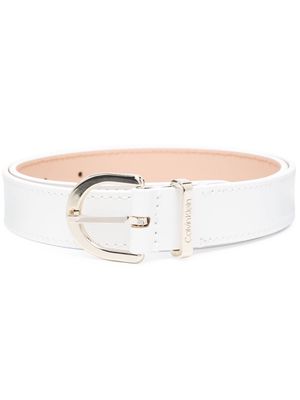 Calvin Klein logo-debossed leather belt - White
