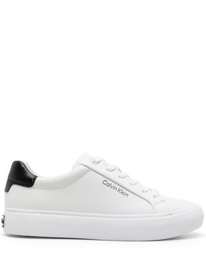 Calvin Klein logo-debossed leather snekaers - White