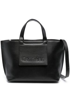 Calvin Klein logo-debossed medium tote bag - Black