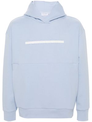 Calvin Klein logo-embossed cotton-blend hoodie - Blue