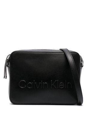 Calvin Klein logo-embossed faux-leather bag - Black