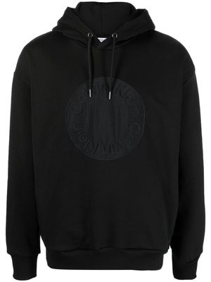 Calvin Klein logo-embroidered cotton hoodie - Black