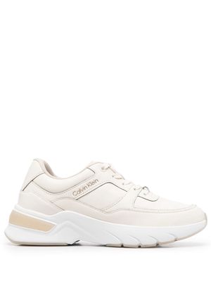 Calvin Klein logo-embroidered panelled sneakers - Neutrals