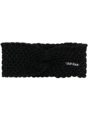 Calvin Klein logo-embroidered waffle-knit headband - Black