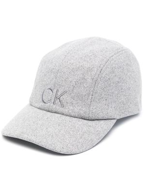 Calvin Klein logo-embroidered woo-blend cap - Grey