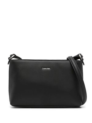Calvin Klein logo-lettering faux-leather crossbody bag - Black