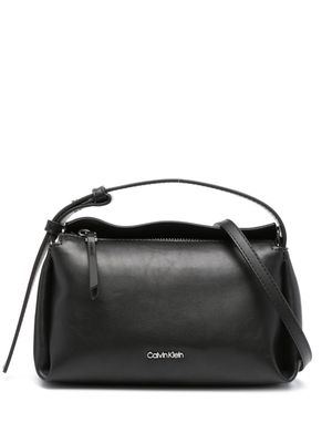 Calvin Klein logo-lettering faux-leather shoulder bag - Black