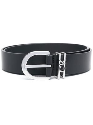 Calvin Klein logo-lettering leather belt - Black