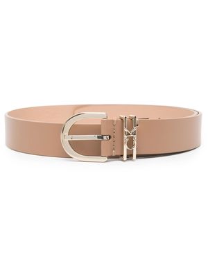 Calvin Klein logo-lettering leather belt - Neutrals