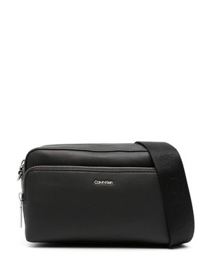 Calvin Klein logo-lettering leather crossbody bag - Black