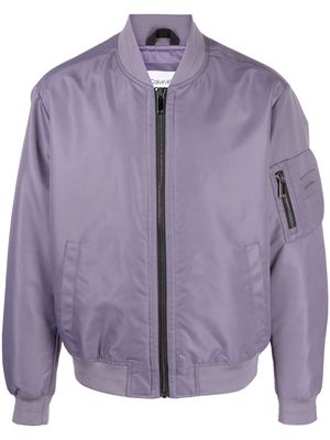 Calvin Klein logo-patch bomber jacket - Purple