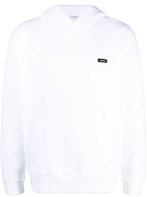 Calvin Klein logo-patch cotton hoodie - White