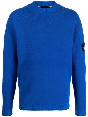 Calvin Klein logo-patch cotton jumper - Blue