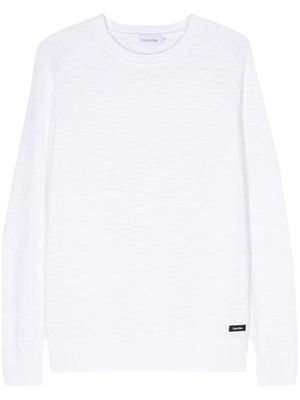 Calvin Klein logo-patch cotton jumper - White