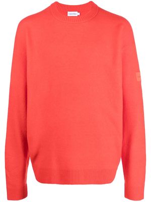 Calvin Klein logo-patch crew-neck jumper - Orange
