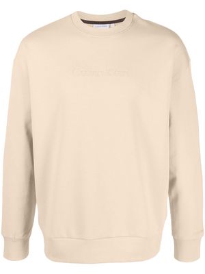Calvin Klein logo-patch crew neck sweatshirt - Neutrals
