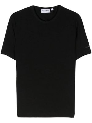 Calvin Klein logo-patch fine-ribbed T-shirt - Black