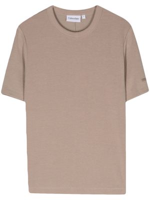 Calvin Klein logo-patch fine-ribbed T-shirt - Neutrals