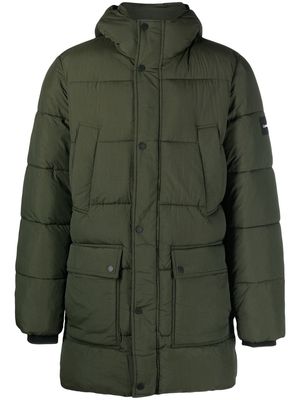 Calvin Klein logo-patch hooded puffer coat - Green