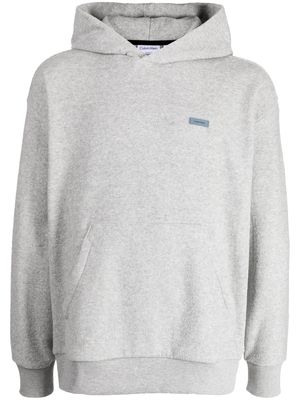 Calvin Klein logo-patch long-sleeved hoodie - Grey