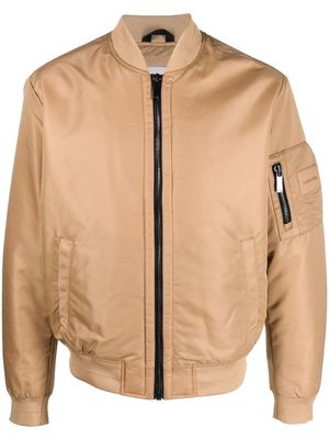 Calvin Klein logo-patch padded bomber jacket - Brown