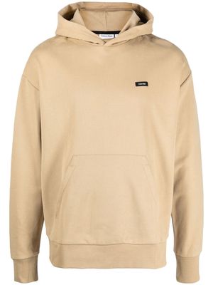 Calvin Klein logo-patch pouch-pocket hoodie - Neutrals