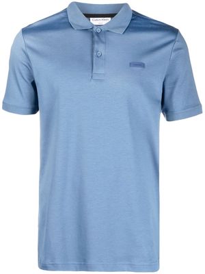 Calvin Klein logo-patch short-sleeved polo shirt - Blue