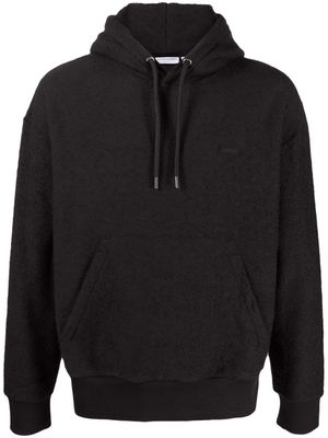 Calvin Klein logo-patch textured hoodie - Black