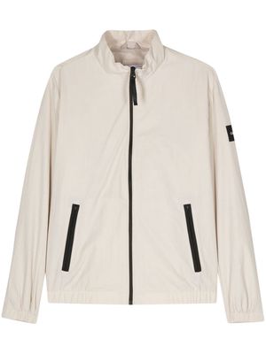 Calvin Klein logo-patch zip-up jacket - Neutrals