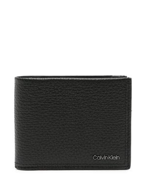 Calvin Klein logo plaque bi-fold leather wallet - Black