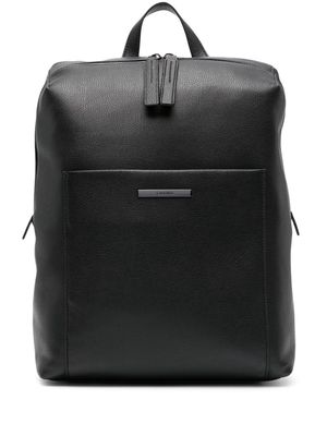 Calvin Klein logo-plaque faux-leather backpack - Black