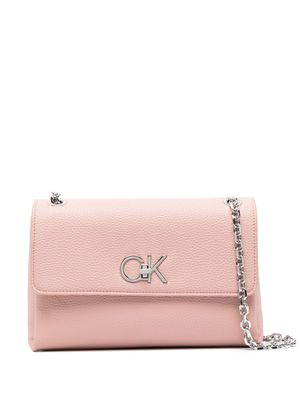 Calvin Klein logo-plaque faux-leather shoulder bag - Pink
