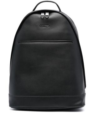 Calvin Klein logo-plaque leather backpack - Black