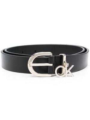 Calvin Klein logo-plaque leather belt - Black