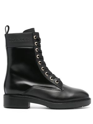 Calvin Klein logo-plaque leather boots - Black
