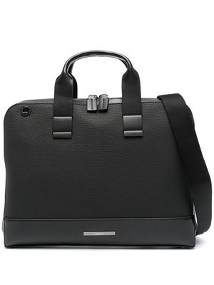 Calvin Klein logo-plaque leather briefcase - Black