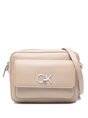 Calvin Klein logo-plaque leather crossbody bag - Neutrals