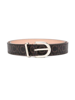 Calvin Klein logo print buckle belt - Brown