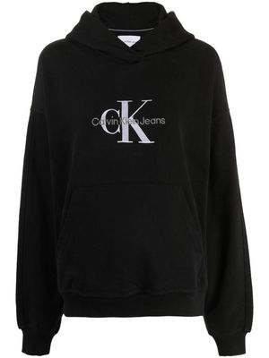 Calvin Klein logo-print cotton-blend hoodie - Black