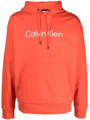 Calvin Klein logo-print cotton hoodie - Orange