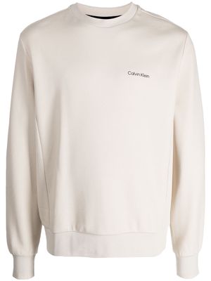 Calvin Klein logo-print cotton sweatshirt - Neutrals